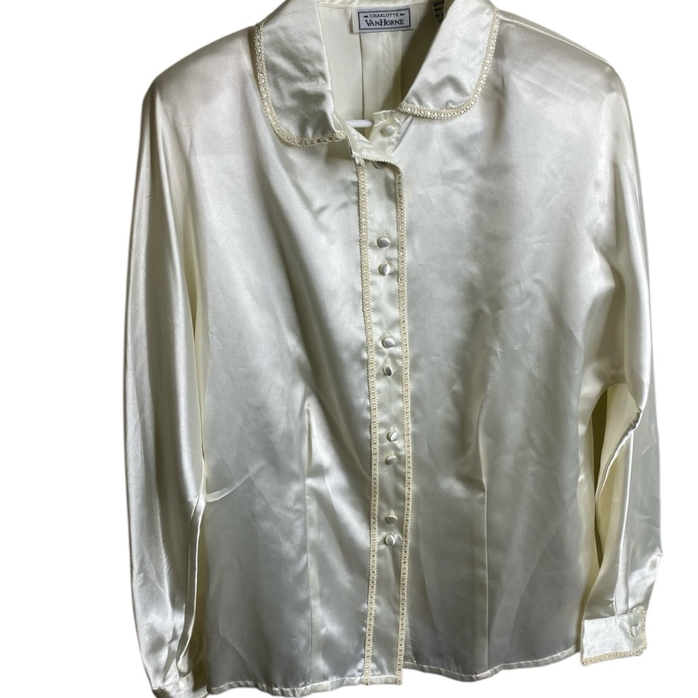 80’s Vintage Silk Cream Charlotte VanHorne Button Up Blouse
